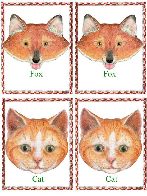 Matching Animals Game fox and cat