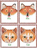 Matching Animals Game fox and cat