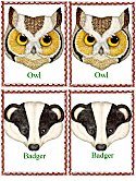 Matching Animals Game owl and badger