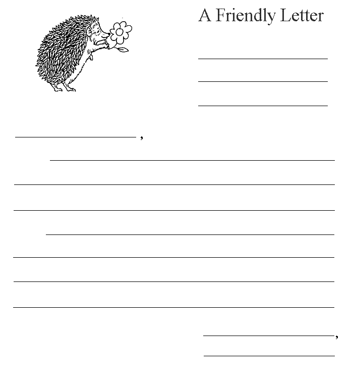 Friendly letter the hedgehog