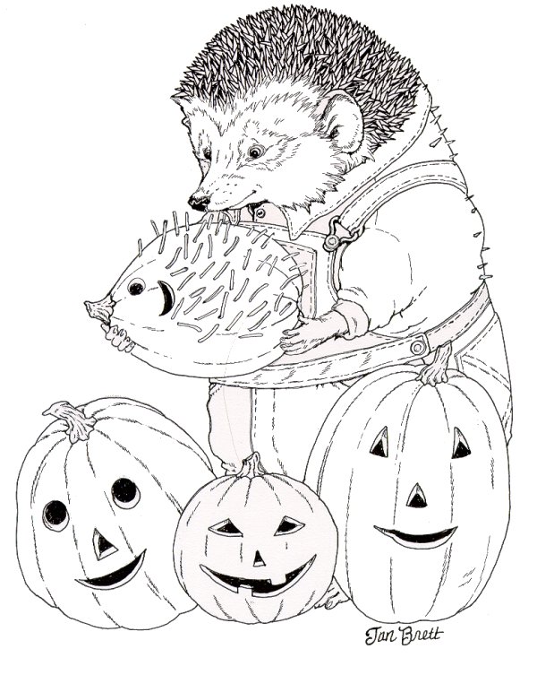 Hedgie Carves a Pumpkin