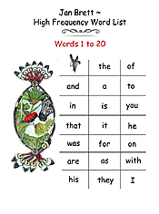 High Frequency Word List 1 - 20