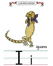 Jan Brett Alphabet Letter I Iguana