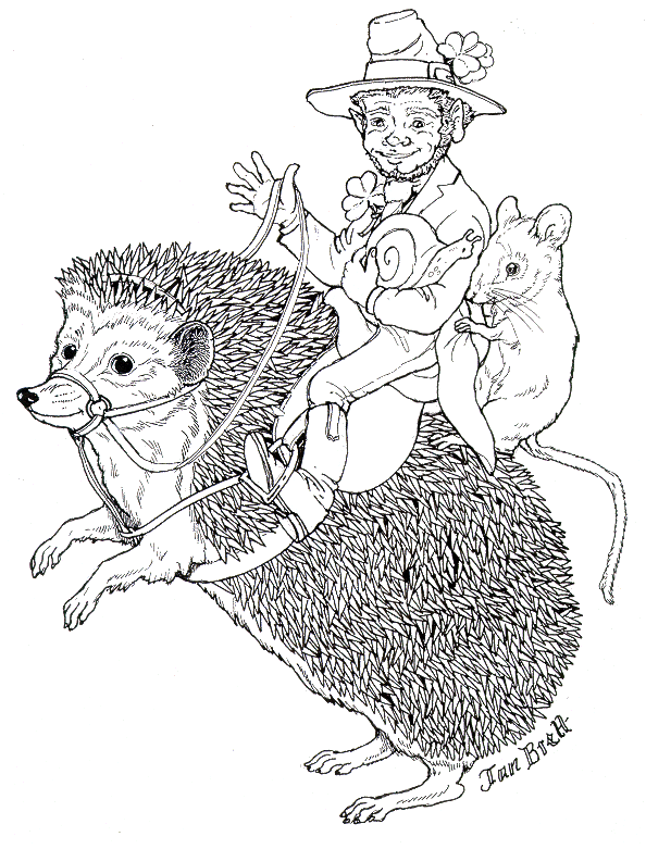 A Leprechaun takes a Hedgie Ride