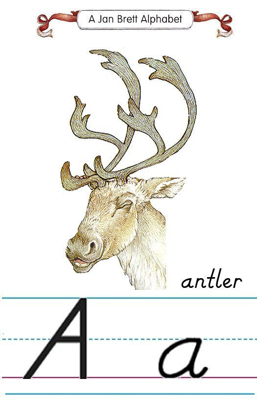 Jan Brett Modern Alphabet Letter A Antler