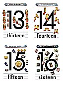 Flash Card Numbers 13 to 16