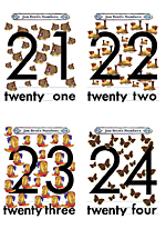 Numbers Flash Cards 21 to 24