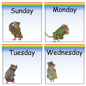 Pocket Calendar Days Sunday - Wednesday